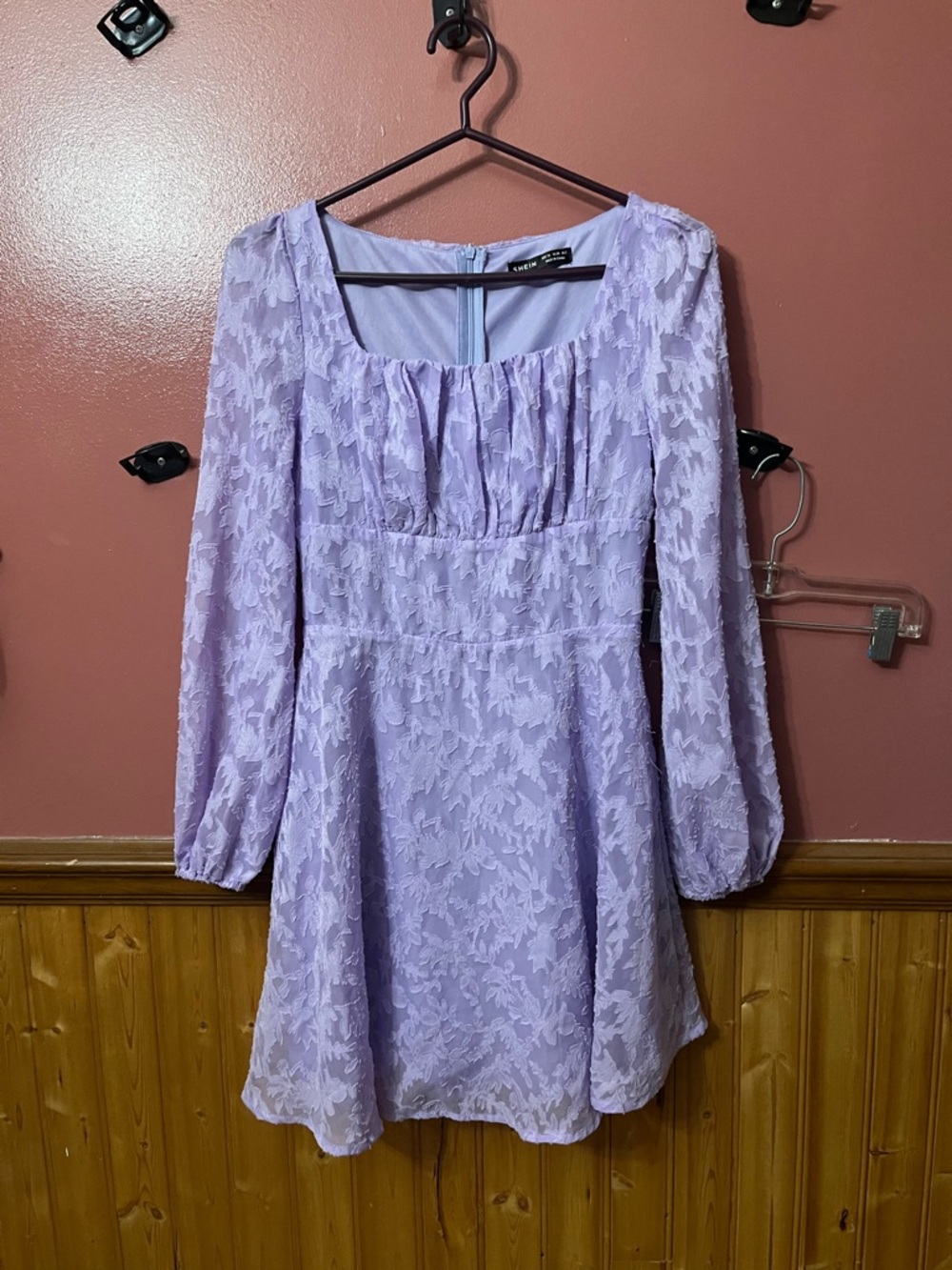 SHEIN Lavender Square Neck Babydoll Dress